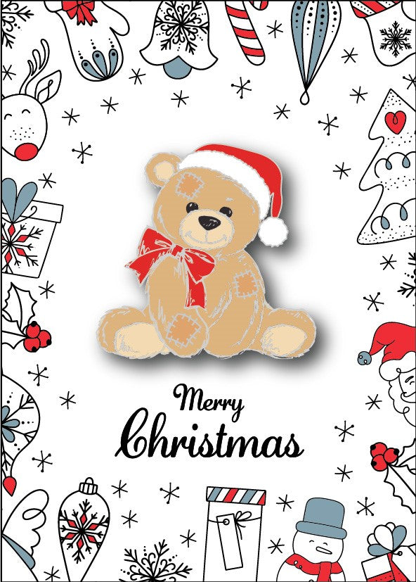 (Charity Only) Christmas Patchwork Teddy Badge