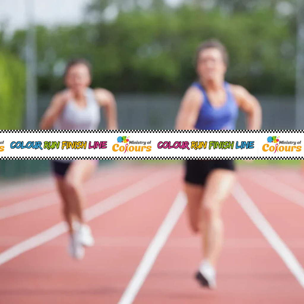 Colour run finishing line ribbon for charity and school fundraising events