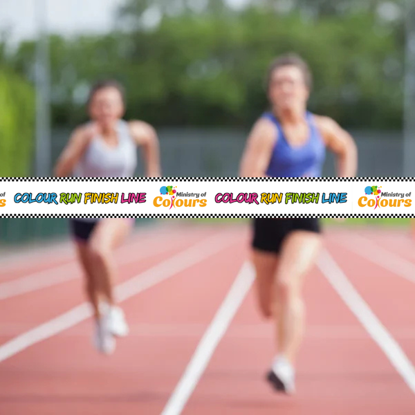 Colour run finishing line ribbon for charity and school fundraising events