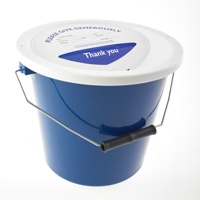 navy blue charity collection bucket