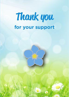 Forget Me Not Badge on Meadow Backing Card