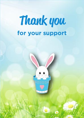 (Charity Only) Spring Bunny Badge on Meadow Backing Card