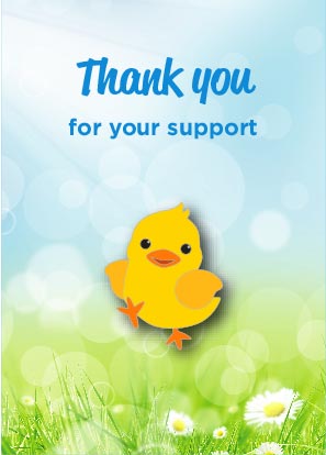 (Charity Only) Spring Chick Badge on Meadow Backing Card