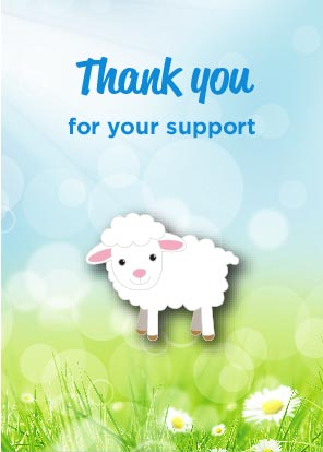 (Charity Only) Spring Lamb Badge on Meadow Backing Card