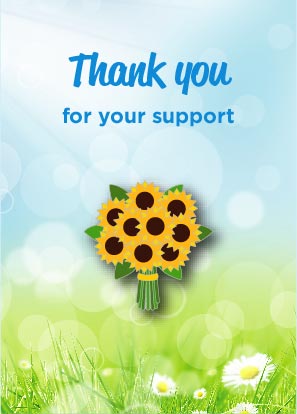 (Charity Only) Bunch of Sunflowers Badge on Meadow Backing Card
