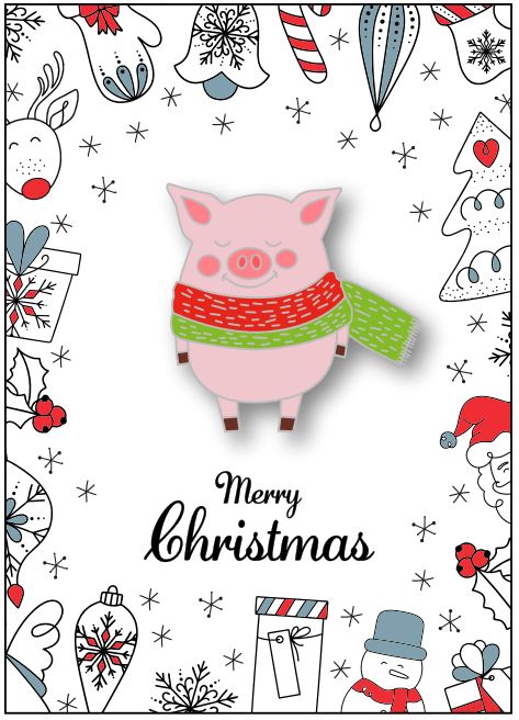 Christmas Pig In Blanket Badge